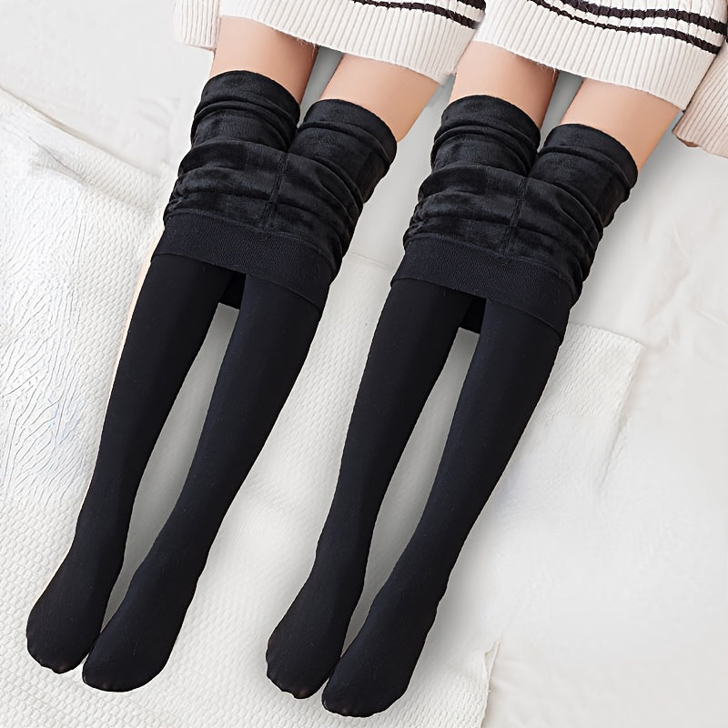 Plush Lined High Waist Footed Pantyhose Women's Stockings