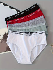 5pcs Letter Print Briefs Comfy Stretchy Panties Women's Lingerie