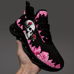 Skull & Rose Thick Sole Sneakers Lightweight Casual Wear