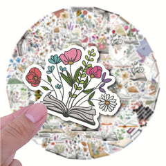 50pcs Reading Book Stickers Vinyl Decals for Journals Water Bottles Laptops Car