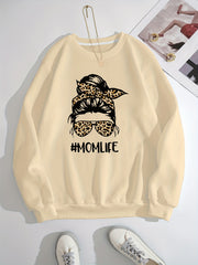 Girl Graphic Print Pullover Crew Neck Sweatshirt