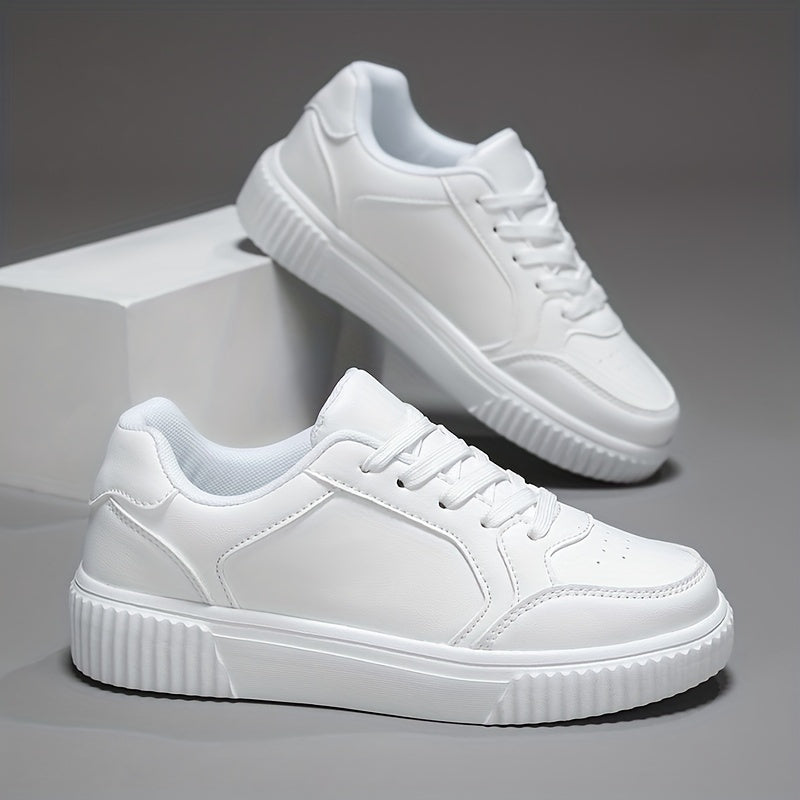 Women's Lace Up Solid Sneakers Low Round Toe Non-Slip Casual Outdoor Shoes