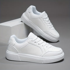 Women's Lace Up Solid Sneakers Low Round Toe Non-Slip Casual Outdoor Shoes