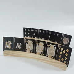 2pcs Wooden Playing Card Holder Tray for Bridge Canasta Cards
