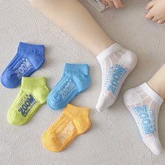 5 Pairs Boys Cotton Blend Ankle Socks Breathable Lightweight Mesh Comfortable