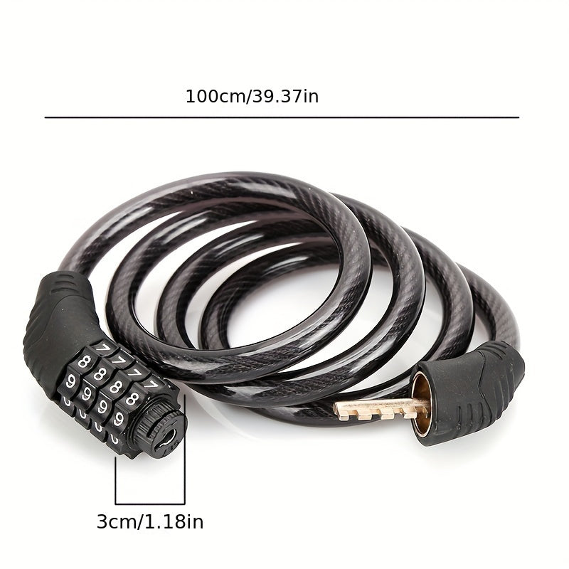 Mountain Bike 4-Digit Combo Lock Steel Wire Chain Cycling Equipment