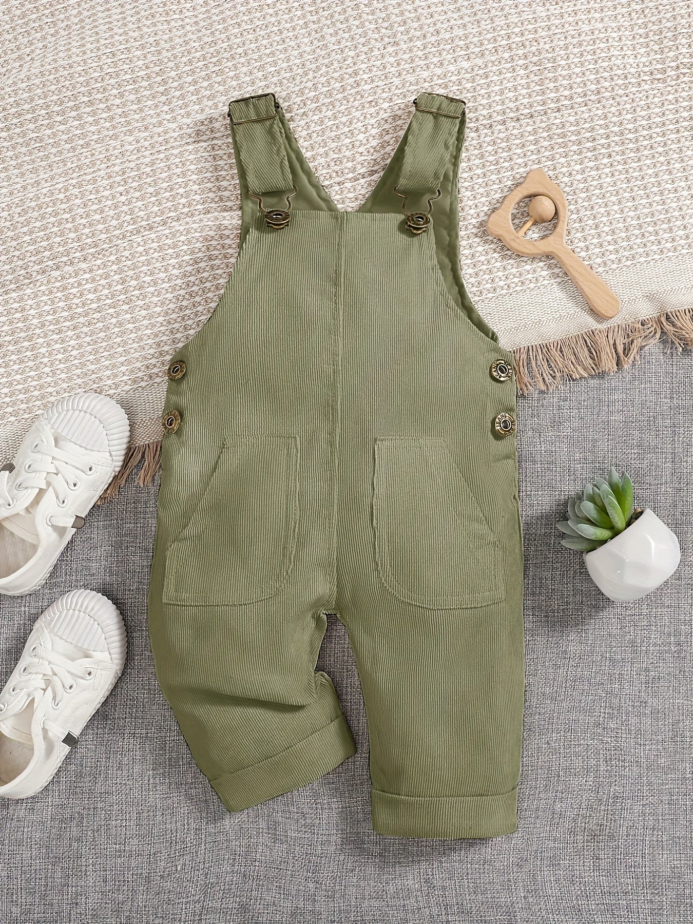 Newborn Baby Girl Overall Dress Plain Adjustable Strap Pocket Suspender Dress
