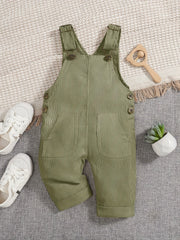 Newborn Baby Girl Overall Dress Plain Adjustable Strap Pocket Suspender Dress