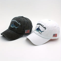 Shark Embroidery Baseball Cap Vintage Washed Adjustable Dad Hats