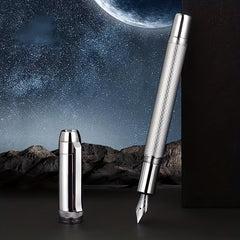 92 Planet Series Rhomboid Engraved Silver Student Fountain Pen