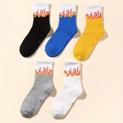 5 Pairs Boys Knit Flame Cotton Socks for Summer and Spring