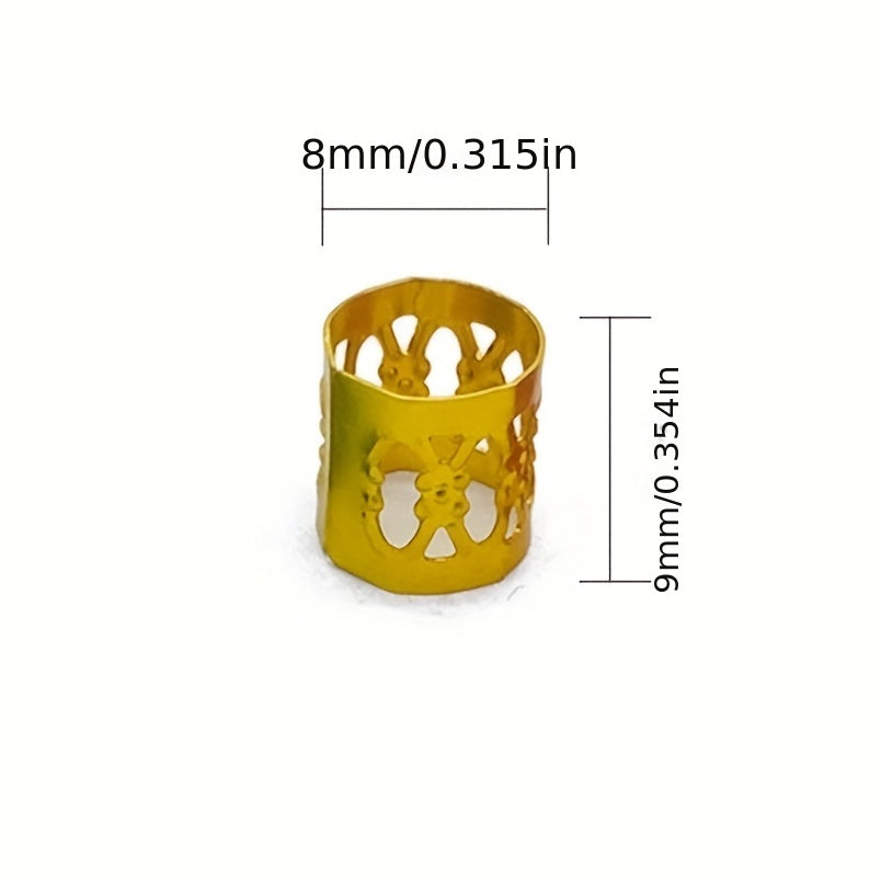 100pcs Metallic Mixed Dreadlock Hair Rings Adjustable Cuff Clip Hair Braids Bead
