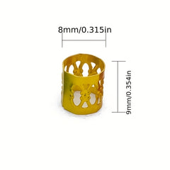 100pcs Metallic Mixed Dreadlock Hair Rings Adjustable Cuff Clip Hair Braids Bead