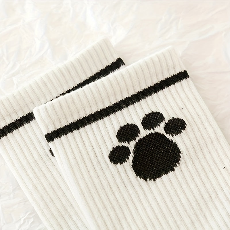 10 Pairs Women's Bear & Plaid Print Mid Tube Socks
