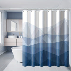Gradient Geometric Shower Curtain Waterproof Polyester Bath Curtain with Hooks