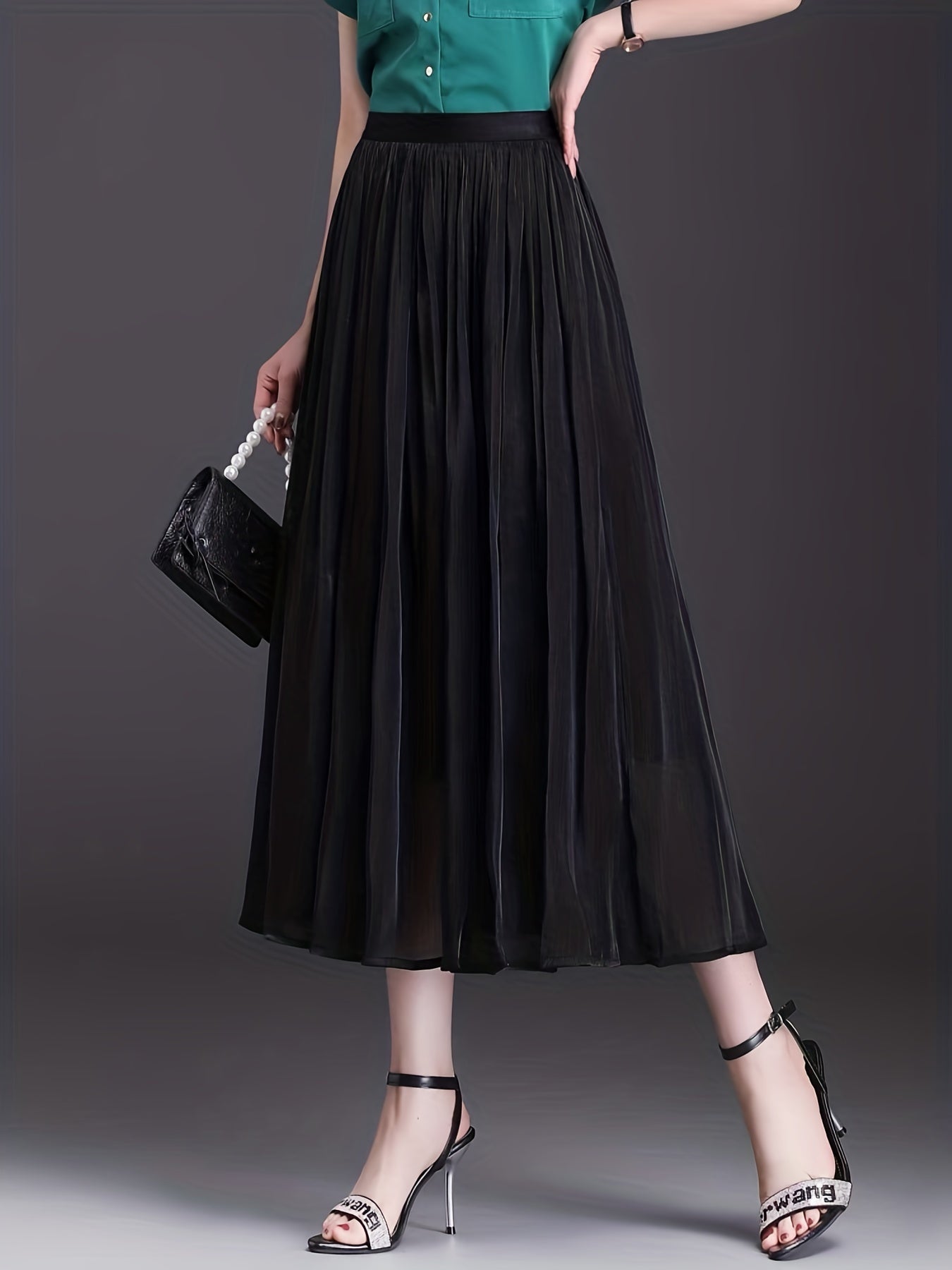 Pleated Elastic Waist Skirt for Women Spring & Summer