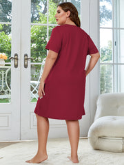 Heart Print Short Sleeve Tee Sleep Dress