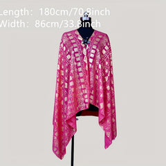 Rose Red Chiffon Hijab Hot Stamping Oversized Scarf