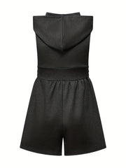 Casual Drawstring Hooded Romper Jumpsuit Women's Clothing