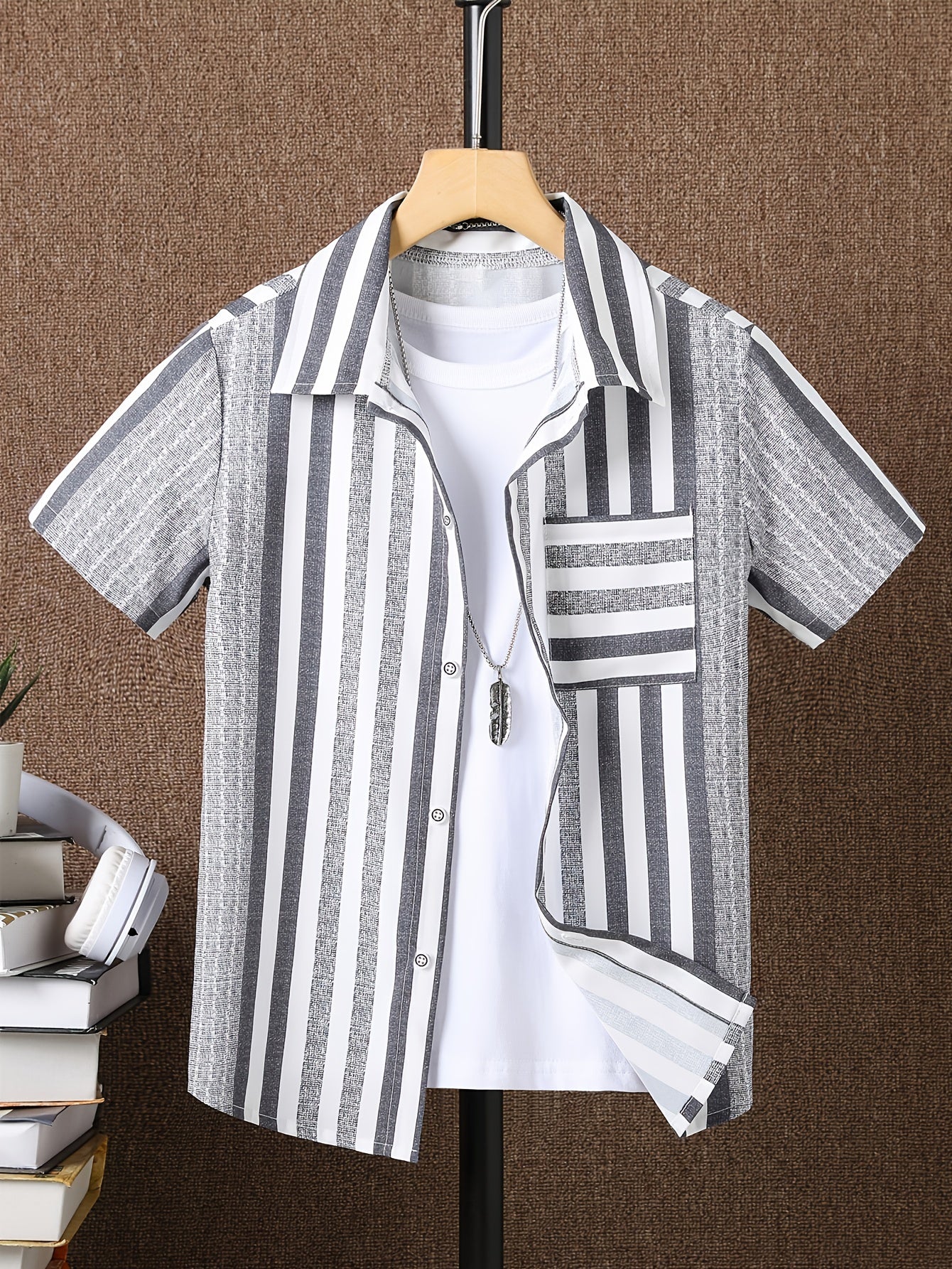 Boys Striped Casual Short Sleeve Shirt
