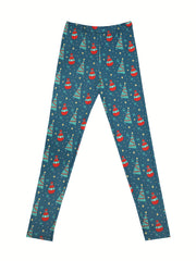 Girls Cartoon Tree Print Leggings Slim Fit Sports Casual Tight Pants Halloween