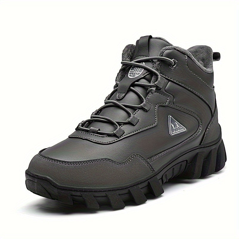 Faux Leather Snow Boots Round Toe High Top Thermal Snow Shoes