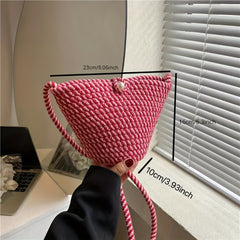Straw Woven Crossbody Bucket Bag Shoulder Bag