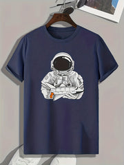Men's Slim Fit Astronaut Print T-shirt for Spring Summer