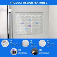Magnetic Monthly Calendar & 6 Markers