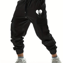 Heart Pattern Cargo Pants with Pockets