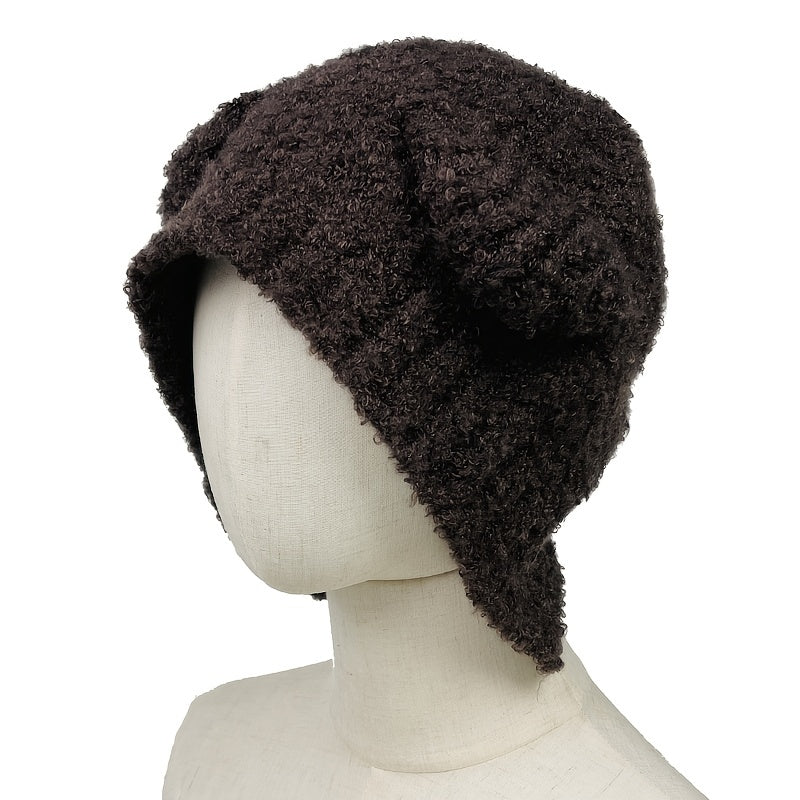 Bear Ear Beanie Hat Winter Warm Knitted Hat for Women Girls