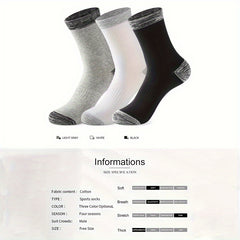 6 Pairs Men's Mid Crew Sport Block Socks, Cotton Blend, Sweat Absorbing