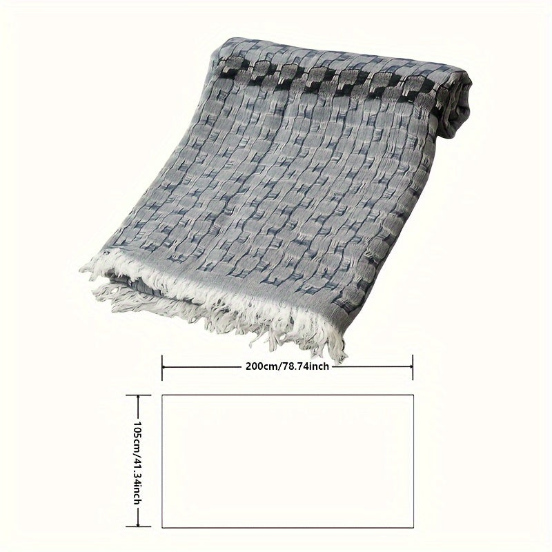 Men's Casual Woven Scarf Double layer Tassel Scarf For Autumn And Winter