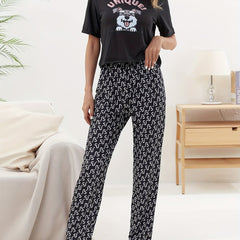 Cartoon Dog Print Pajama Set Women's Sleepwear & Loungewear