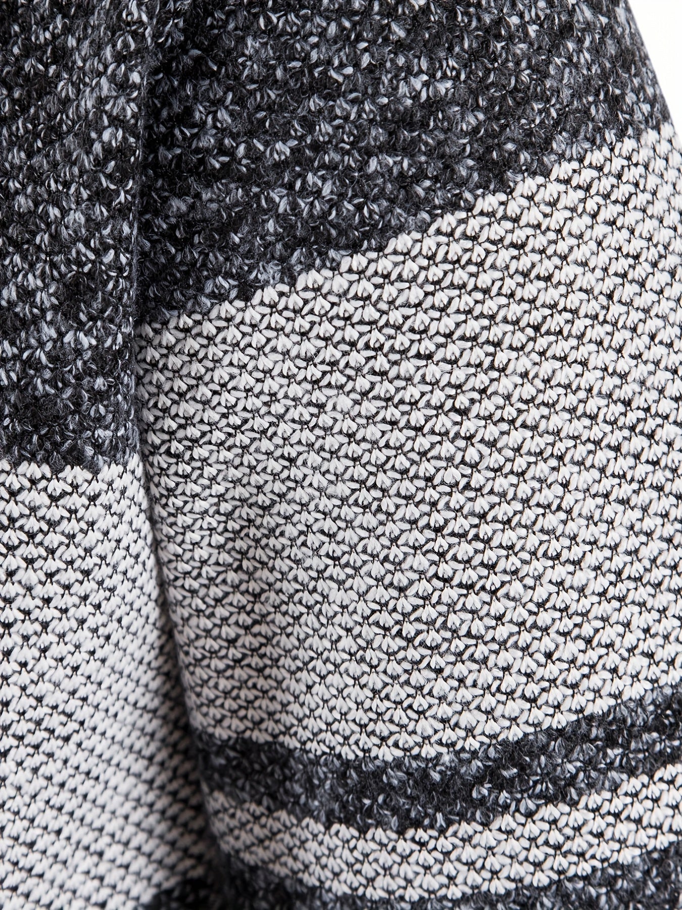 Knitted Block Hooded Sherpa Lined Cardigan Casual Zip Up Jacket