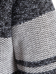 Knitted Block Hooded Sherpa Lined Cardigan Casual Zip Up Jacket