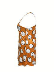 Skull Print Racer Back Tank Sleep Dress