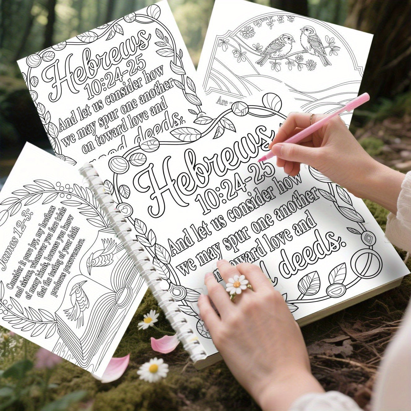 Bible Wisdom Adult Coloring Book 20x20cm 24 Page Spiral Bound Stress Relief