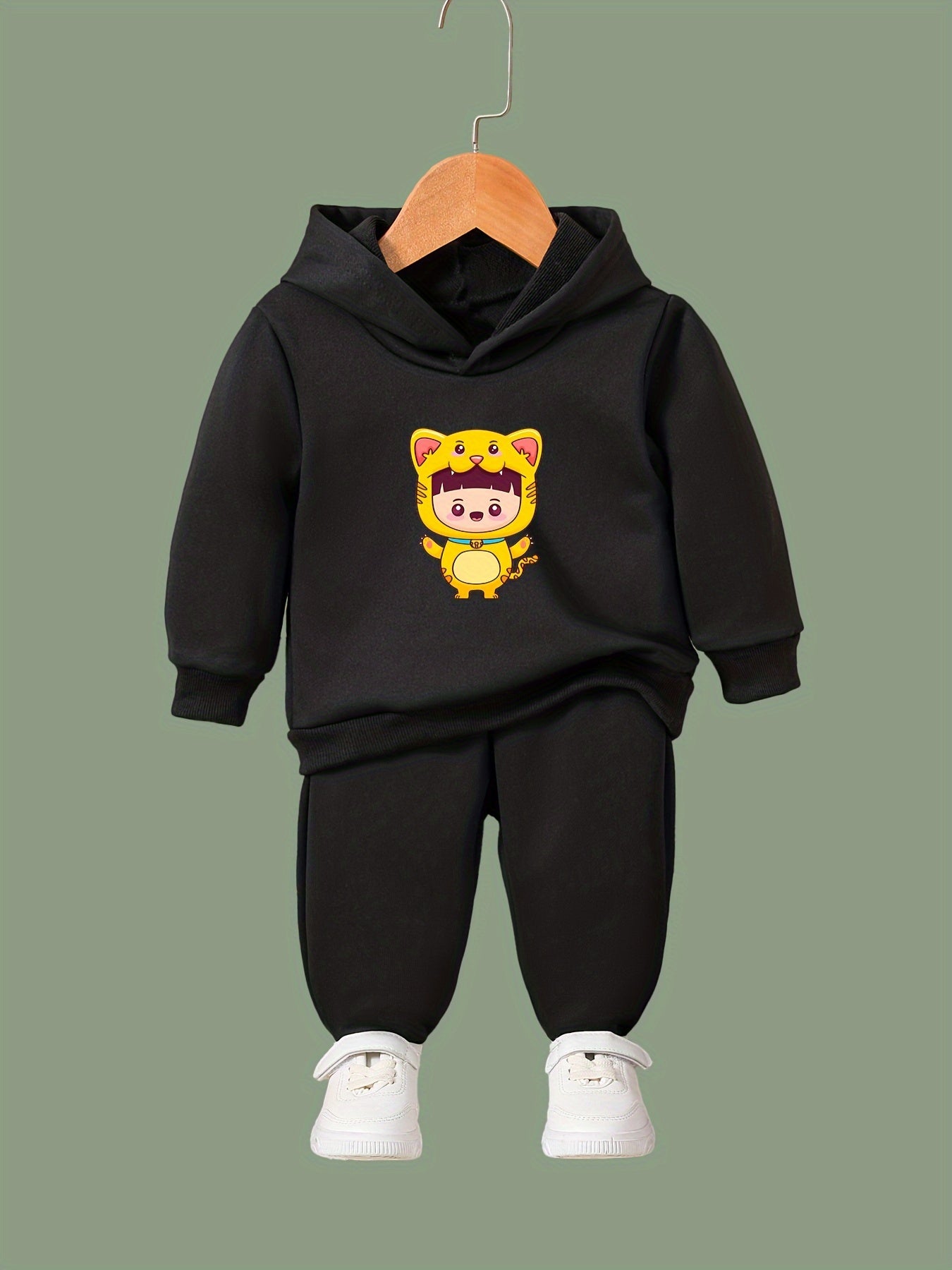 Cartoon Boy Print 2pcs Girls Outfits For Sports Spring Fall Outdoor Gift