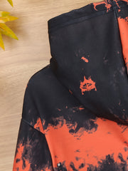 Boy's Tie Dye Hoodie & Sweatpants Set Astronaut Print Outfits Spring Fall