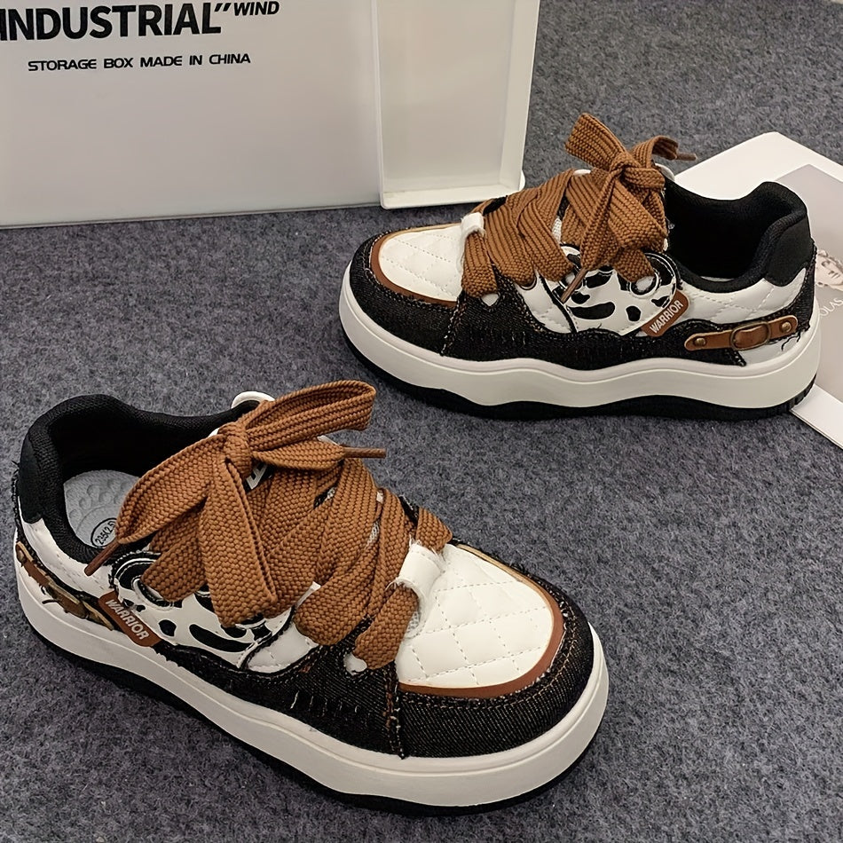 Women's Heart Pattern Platform Skate Shoes