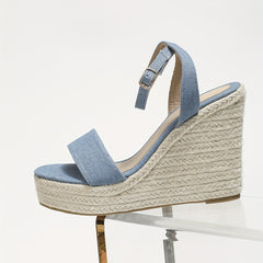 Women's Buckle Strap Wedge Sandals Open Toe Slingback Shoes