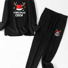 Women's Plus Elk Christmas Hat Lounge Set