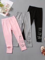 3pcs Toddler Girls Cartoon Leggings Elastic Waist Tights
