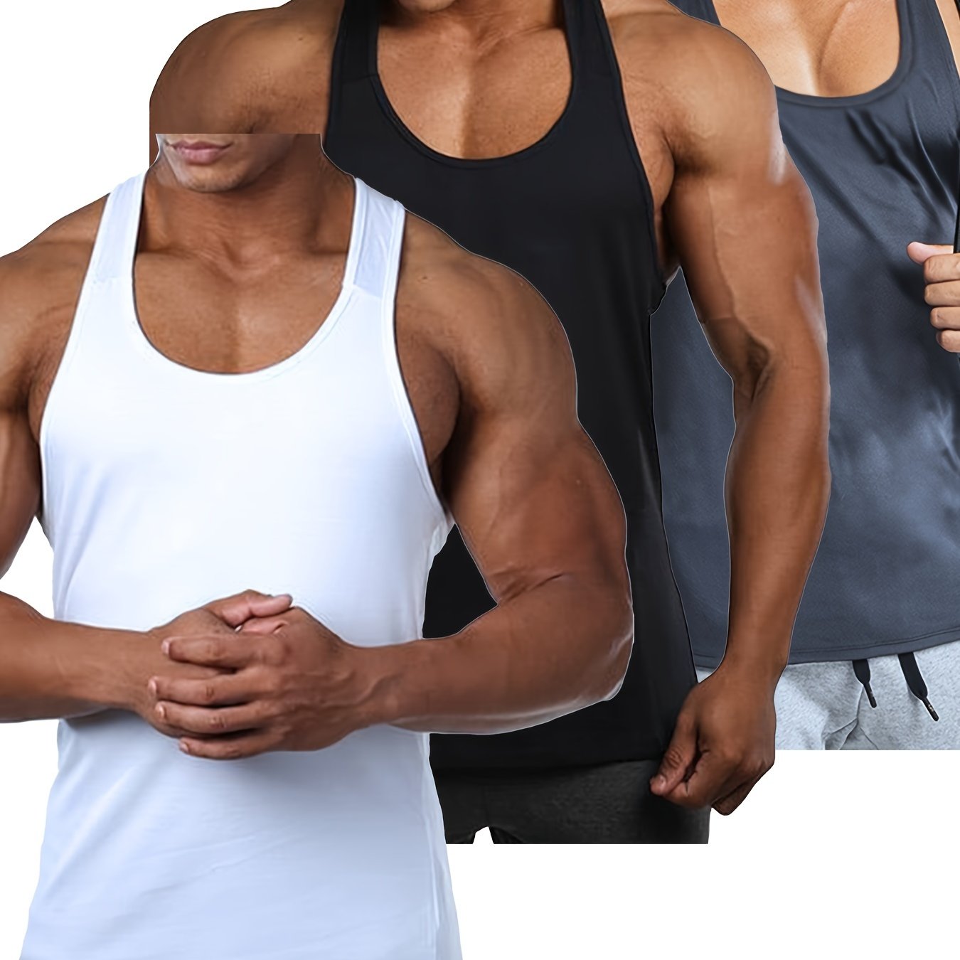 3pcs Men's Stretch Sleeveless Tank Top for Summer Gym Workout