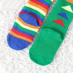 2 Pairs Kids Rainbow Striped Dinosaur Socks