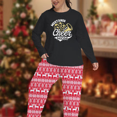 Christmas Casual Pajamas Set Women's Plus Bell & Letter Print Long Sle