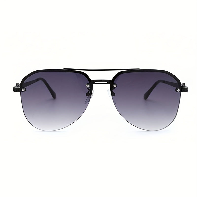 Gradient Metal Round Aviator Sunglasses