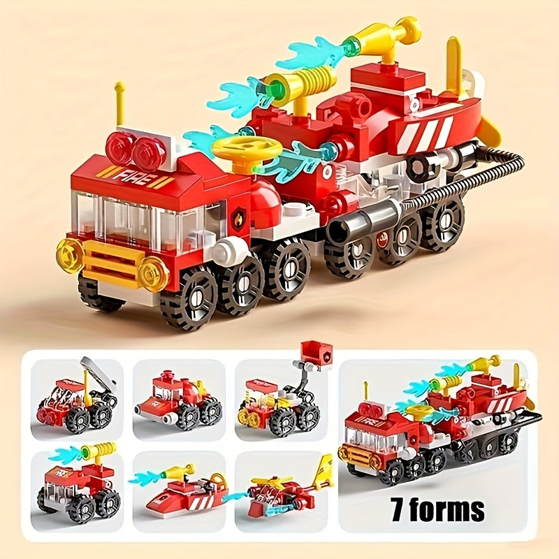 6 in 1 Fire Truck Building Blocks Set Educational Toy for Boys & Girls