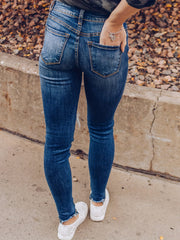 Retro Jeans Women's Plus Button Fly Cut Out Ripped High Stretch